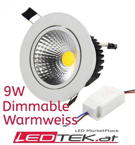 9W LED Einbauleuchte Dimmable Warmweiss Aluminium