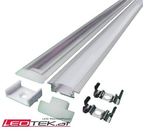 Aluminiumprofil AP0004 mit Matt Abdeckung und Montagelementen - 1m