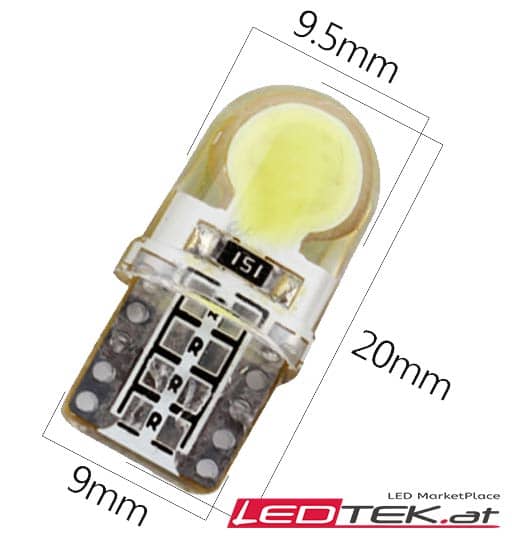 2 x T10/W5W 2W LED COB PKW Lampen Gelb