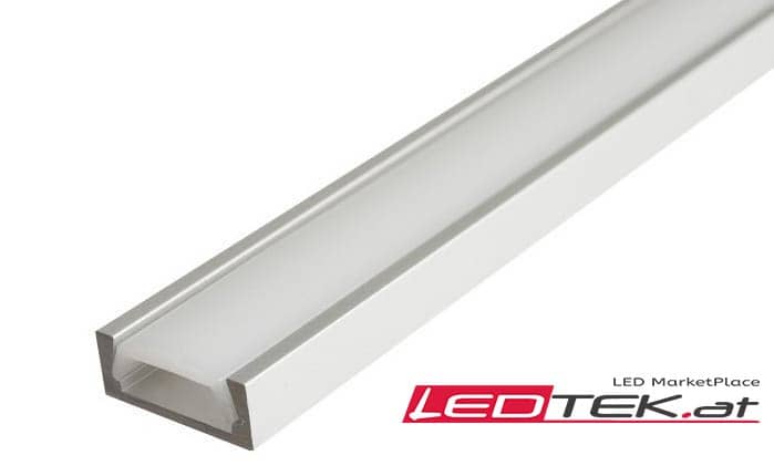 Aluminiumprofil AP0001mit Matt Abdeckung und Montagelementen - 1m