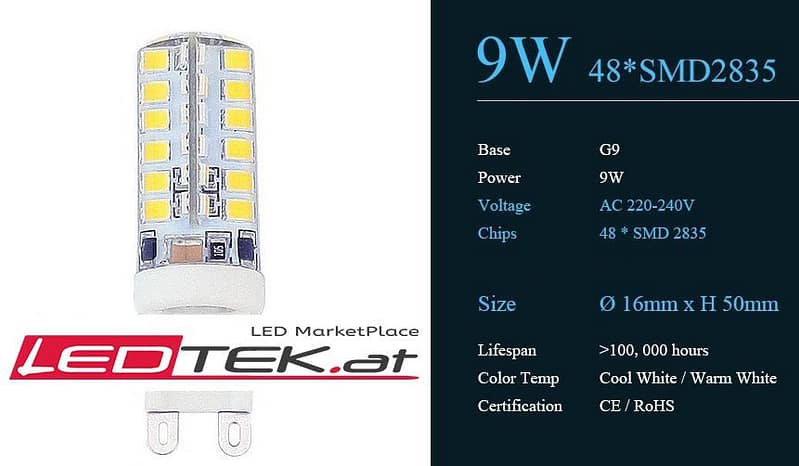 G9 9W LED Lampe Weiss