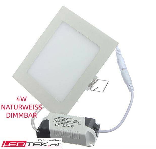 4W Dimmbar LED Einbauleuchte Naturweiss Matt Eckig