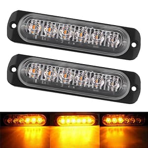 🚨 2x LED Strobe Warnlicht 12V/24V | 6x Gelbe LEDs | 18 Blinkmodi | IPX4 | Für LKW/PKW/Motorrad | Einfach montieren