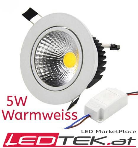5W LED Einbauleuchte Warmweiss Aluminium