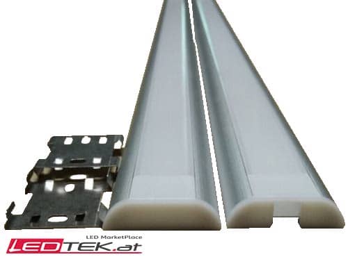 Aluminiumprofil AP0003 mit Matt Abdeckung und Montagelementen - 1m