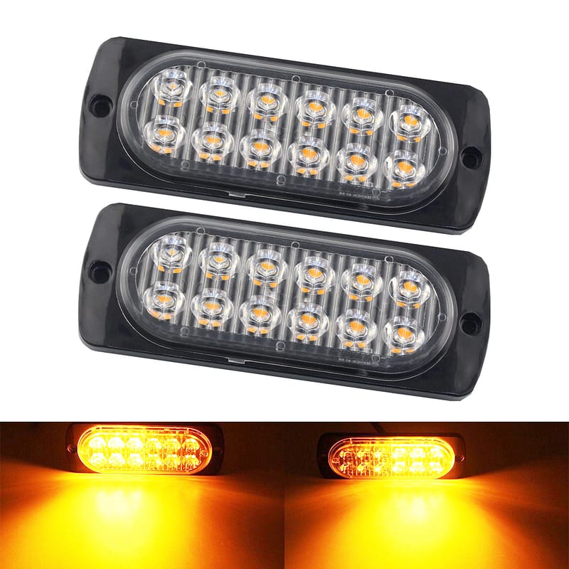 2X LED Strobe Warlicht 12V/24V für Pkw/Lkw – 12-Chip Blinklicht mit 8 Farben | IPX4 wasserdicht | Aluminiumgehäuse | 50.000h Lebensdauer | Weiß/Gelb/Rot/Blau