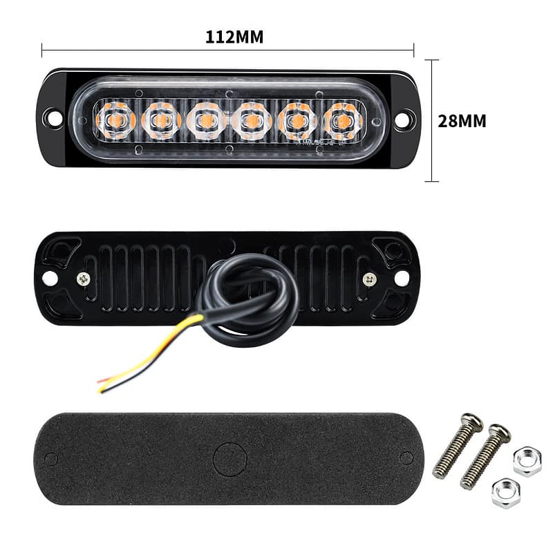 🚨 2x LED Strobe Warnlicht 12V/24V | 6x Gelbe LEDs | 18 Blinkmodi | IPX4 | Für LKW/PKW/Motorrad | Einfach montieren – Bild 3