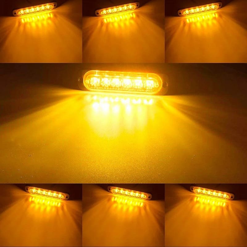 🚨 2x LED Strobe Warnlicht 12V/24V | 6x Gelbe LEDs | 18 Blinkmodi | IPX4 | Für LKW/PKW/Motorrad | Einfach montieren – Bild 5