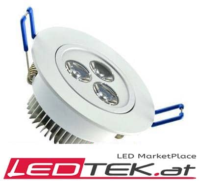 3W LED Einbauleuchte Spot Kaltweiss Aluminium Weiss