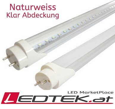 LED Röhre T8 1200mm 18W Naturweiss Klar Abdeckung