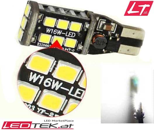 2 x T15/W16W 6W LED PKW Lampen KaltWeiss